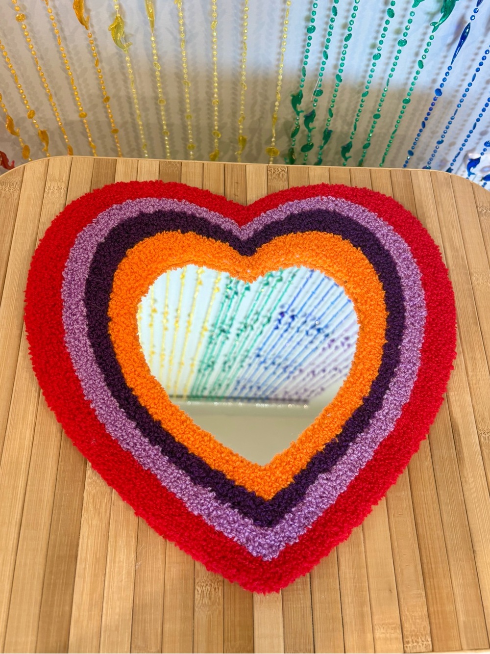 Vintage Retro Style Heart-Shaped Colorful Mirror Multicolor